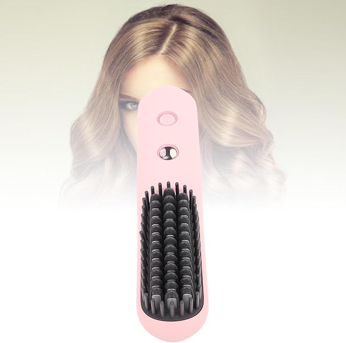Negative Ionic Hair Straightener Brush Cordless Straightening Comb with 6400mAH Battery and Fast Charging for Dry Thick Curly Coarse Hair
