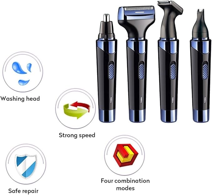 JYYBN Multifunction Shaver 4-in-1 Electric Trimmer Set Men Nose Hair Removal Beard Sideburns Shaver Kit