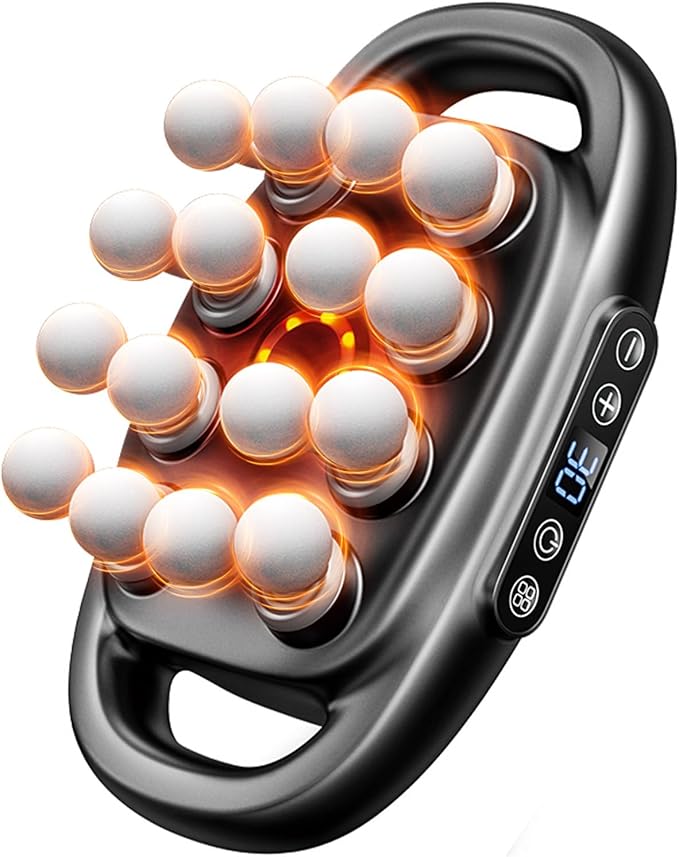 16-Head Massage Gun Set Massage Gun Deep Tissue Neck Massager with 16 Heads for Deep Tissue Back Shoulders Legs Pain Relief (Gray 16 Heads)
