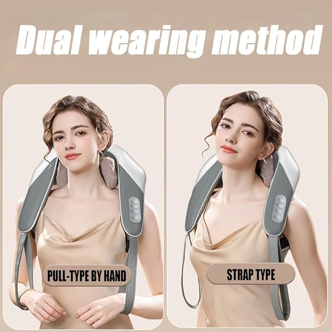 Neck &amp Shoulder Massager Portable Electric Back Massager with Soothing Heat 6D Shiatsu Neck Massager with Back Buckle Design Cordless &amp Quiet Operation Reduce Stress (Gray)