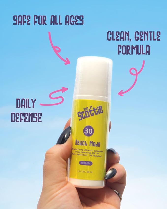 Beach Mode Roll-On SPF 30 Mineral Sunscreen 3 fl oz | Broad Spectrum Zinc Oxide &amp Titanium Dioxide | Water-Resistant Moisturizing Sunscreen for Face &amp Body