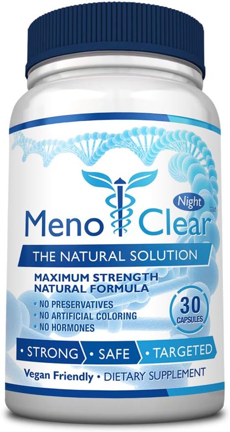 Consumer Health MenoClear Night - 30 Capsules - Menopause Care - Decrease Hot Flashes Mood Swings and Irritability - Melatonin Valerian Hesperidin - Made in the USA