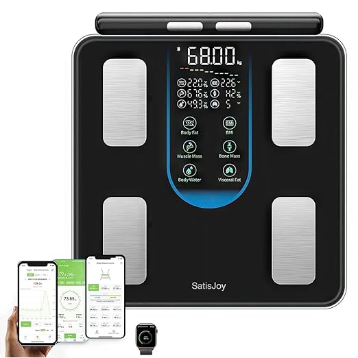 8-Electrode Smart Scale for Body Weight Segmental Body Composition Analyzer with Retractable Handle 4.8 LED Color Screen Bluetooth App Sync 400lbs
