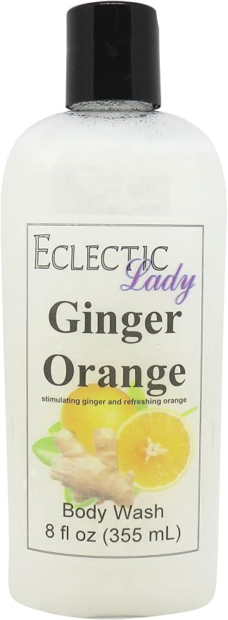 Eclectic Lady Liquid Pearl Body Wash - Ginger Orange Scent 3-in-1 Use For Bubble Bath Hand Soap &amp Body Wash Phthalate-Free Ginger Orange Fragrance Handcrafted in USA (8 oz)