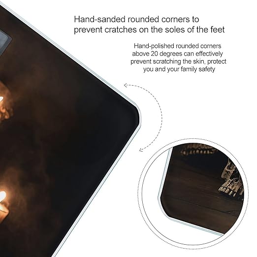 Skull and Candle Scale for Body Weight Anti-Slip Tempered Glass Digital Bathroom Scales Clear LCD Display Weighing Scale Safe Rounded Corners Smart Scales