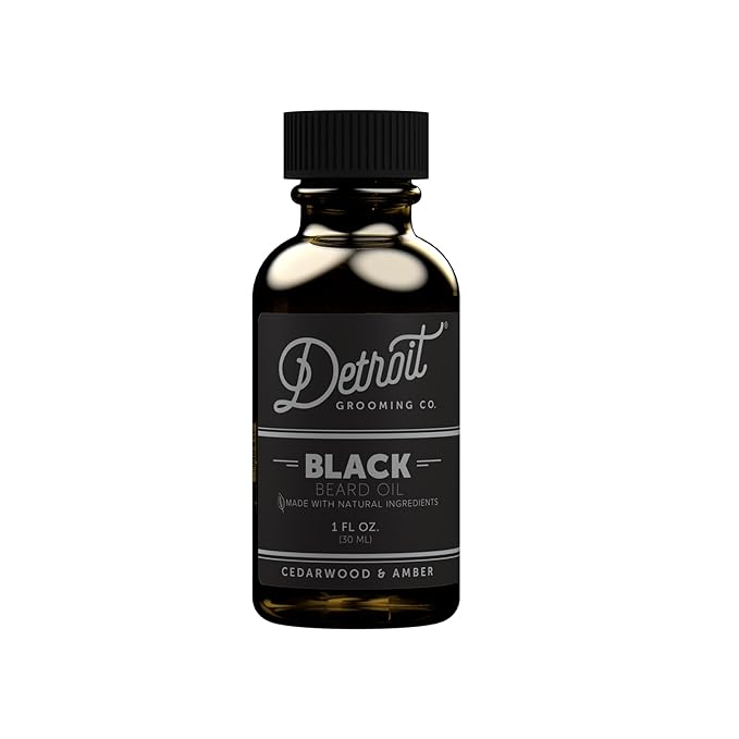 Detroit Grooming Beard Oil | Hydrating &amp Nourishing Formula with Vitamin | Cedarwood &amp Amber • Black (1 oz)
