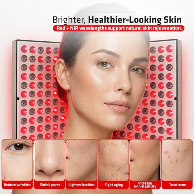 Red Light Therapy for Face &amp Body120‑LED Red/Infrared Healing Lamp for Skin Pain Relief Muscle Recovery Yoga &amp Workout Support