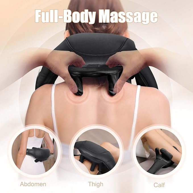 Shiatsu Back and Neck Massager Cordless Shoulder Massager with Heat Electric Deep Tissue 3D Kneading Massage Pillow for Shoulder Leg Body Muscle Pain Relief Gifts for Men Women