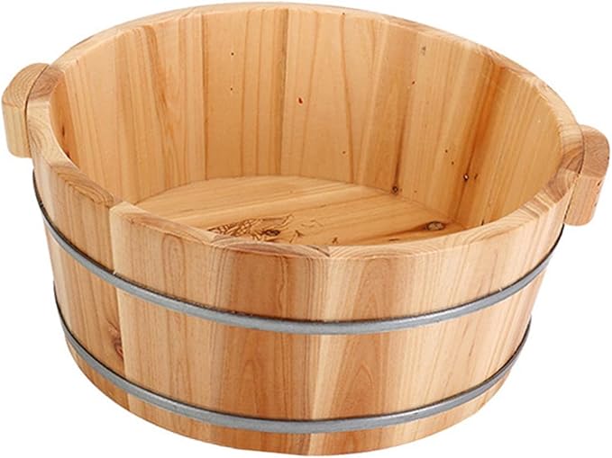 Wood Footbath Basin Tub Comfortable Home Office Use Footbathing Wooden Massage Foot Soaking Bath Basin 6.30inch- 16x36cm A