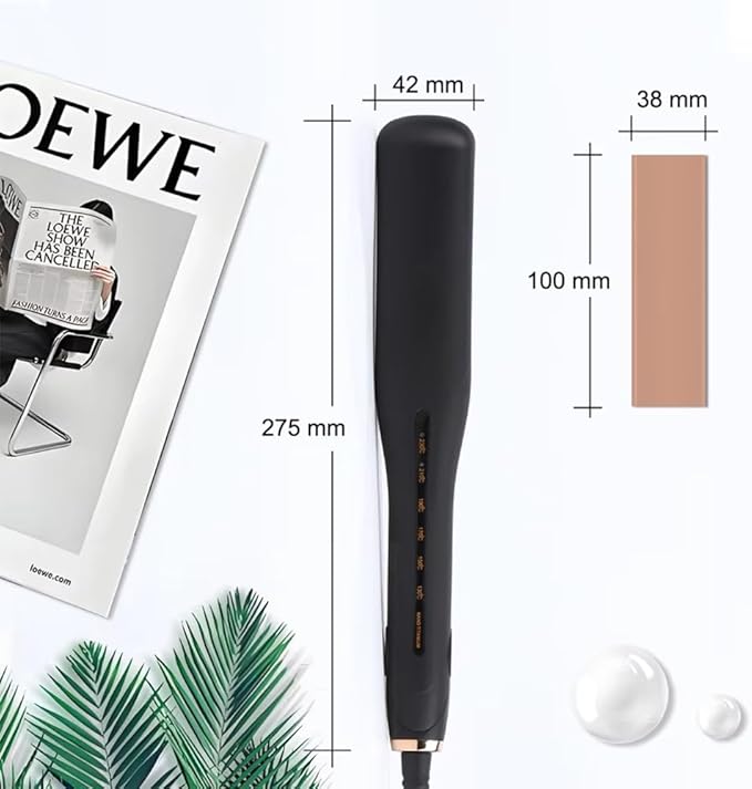 Professional Hair Straightener with Ceramic Coating Plates Black and Rose Gold Fast PTC Heater Technology 2-in-1 Straightening and Curling Iron