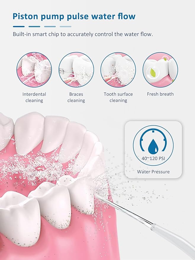 USB Rechargeable 4 Speed Water Flosser Removes Tartar Stains Teeth Cleaning Tool Portable Teeth Cleaner for Home Traveling