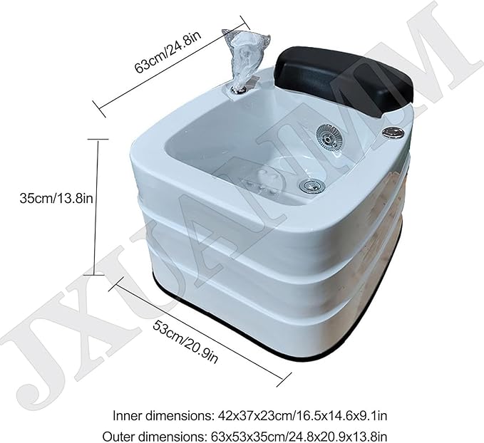 Footbath Barrel deep Foot Bath Spa with Massage Special for Hotel Salon Acrylic Pedicure Chair Bowl with Pedicure Foot Rest Massage Foot and 60PCS foot bath bags for Soaking Feet Foot Bath Basin E