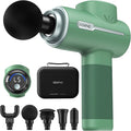 RENPHO Active Massage Gun Deep Tissue Percussion Massager for Back and Neck Portable Handheld Massager with 5 Speeds 5 Attachments Carry Case Green