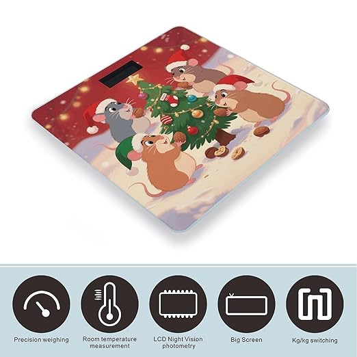 Christmas Hamsters Scale for Body Weight Sturdy Tempered Glass Weighing Scales with LCD Display Accurate Digital Bathroom Scale Convenient Body Fat Smart Scales Easy Read