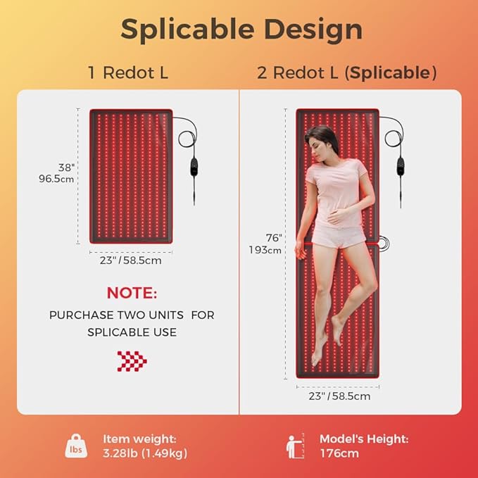 BestQool Red Light Therapy Mat Infrared Red Light Therapy 38 x 23 Large Pads 400 LEDs Dual Chip 660nm &amp 850nm Red Light Therapy for Body Full Body Infrared Light Therapy Mat. 63W