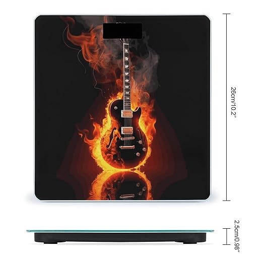 Fire Guitar Weight Scale Digital Electronic Scales Bathroom Scale Larg LCD Backlight Display High Precision MeasurementsTempered Glass