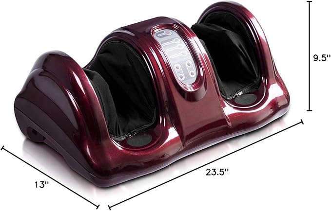 LDAILY Therapeutic Shiatsu Foot Massager Kneading &amp Rolling Massage for Feet 3 Modes Electric Foot Massager with Remote Control (Red)