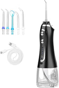 Portable Water Dental Flosser Cordless Rechargeable Dental Oral Irrigator IPX7 Waterproof Teeth Cleaner with 5 Modes 5 Nozzles 10.14oz Detachable Wate