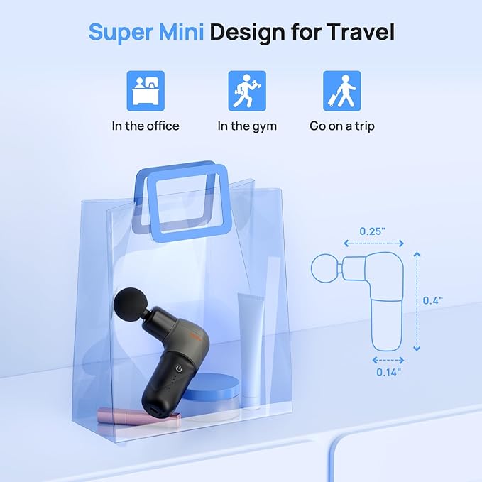Super Mini Massage Gun Deep Tissues Percussion Muscle Massager Compact Sports Travel Massage Gun Portable Massager Gun for her him Black