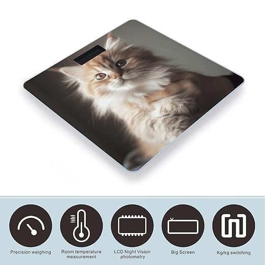 Cute Kitty Bathroom Scale Weight Scale for Body WeightHighly Accurate Digital Weighing Machine Clear LED Display Digital Bathroom Body Scale 400lb/182kg