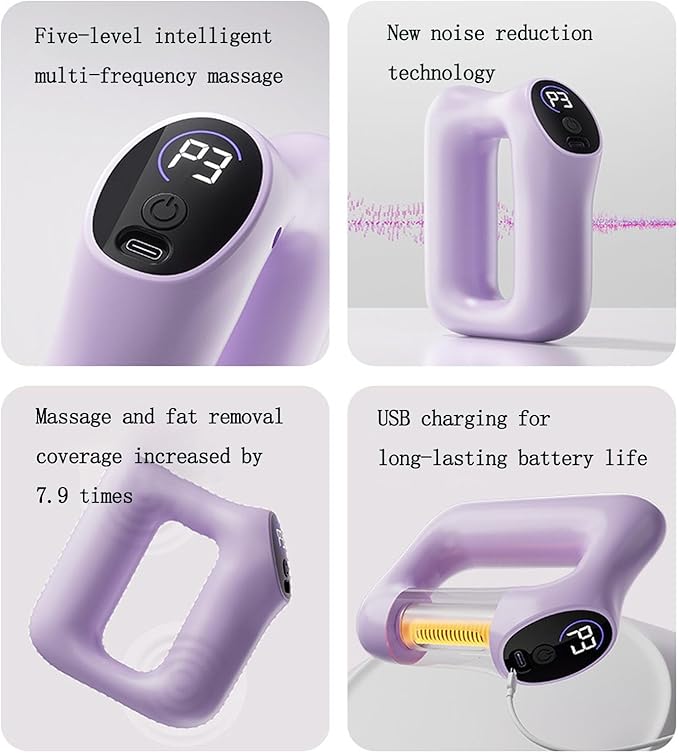 Fast Fat Burning Yoga Ring Massager Multifunctional Full-Body Fascia Ring Adjustable 3 Modes 5 Levels of Intensity Massage with Hands-Free Strap Ergonomic (Pink)