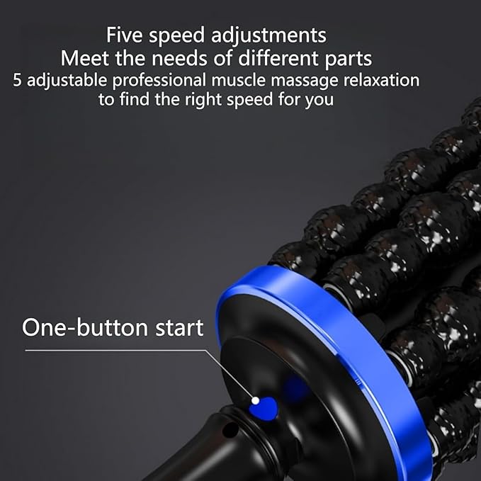 Electric Rolling Percussion Massager with Hands-Free Base Adjustable Intensity Rechargeable Muscle Roller Stick for Back Legs and Feet Adjustable Intensity Body Massage Tool (Rose Gold)