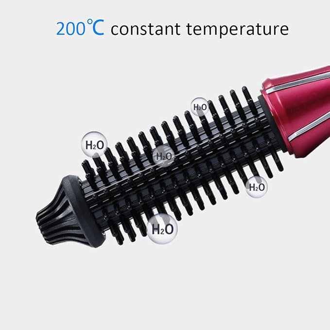 Heated Styling Brush - Hair Curler Brush Electric Professional Anti Scald Curling Brush with Instant Heat Up Electric Curl Wand for All Hair Types (A)