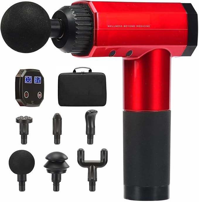 Portable Electric Body Massager Gun | Deep Tissue Percussion Massage Machine for Full Body Pain &amp Stress Relief | Cordless Rechargeable Quiet Handheld with 6 Specialized