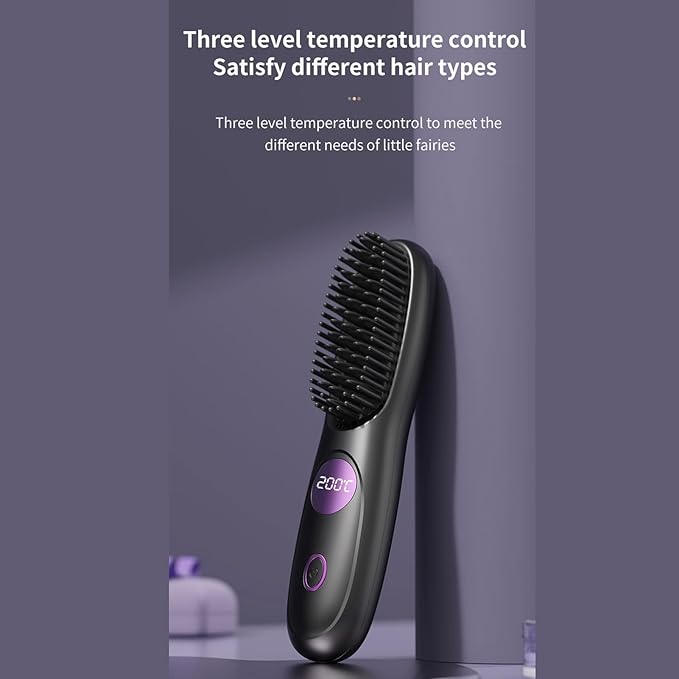 Hair Straightener - Portable Straightening Brush Cordless USB Rechargeable Styling Tool | Ceramic Hairdressing Comb For Travel Blowout Holiday Salon Home Wedding Bridal Spa Party Summer Holiday Daily