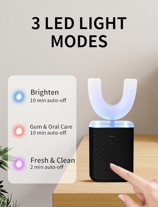 U-Shaped Electric Toothbrush for Adults Toothbrush with IPX7 Waterproof Adult Electric Toothbrush with 4 Clean Modes