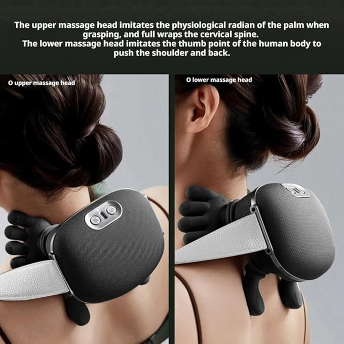 Neck Massager with Heat Shoulder Massager with Shiatsu 4D Kneading Deep Tissue Wireless Electric Shiatsu Back Shoulder Portable and Rechargeable for Home and Office