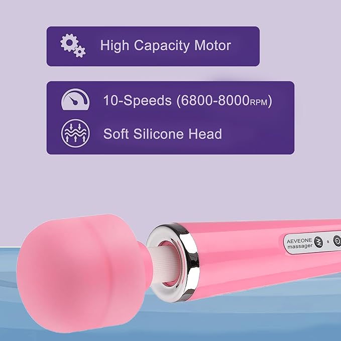 Wired Powerful Handheld Wand Massager Strong Personal Vibration Massage for Sports Recovery Back Muscle Aches All Whole Body Pain (Pink)
