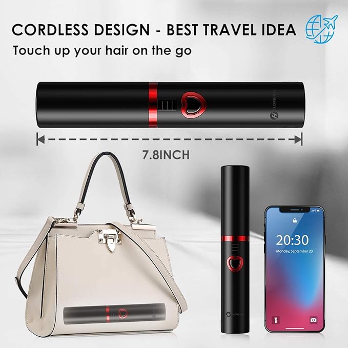 JMFONE Mini Cordless Hair StraightenerPortable Travel Size Flat Iron with 3 Adjustable Temperatures for Thin Fine HairUSB-C Rechargeable Heats Up in Seconds - Ideal for Quick Hair Styling Anywhere