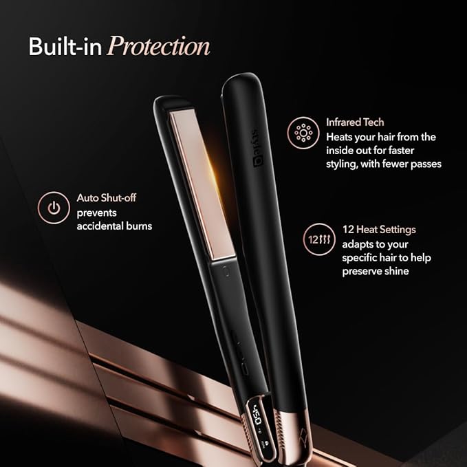 SRILabs StyleQ Flat Iron Hair Straightener Styler - GraphFlow Techonology Negative Ions Infrared Light Therapy 12 Heat Settings for Straight Smooth Waves and Curls: All Hair Types