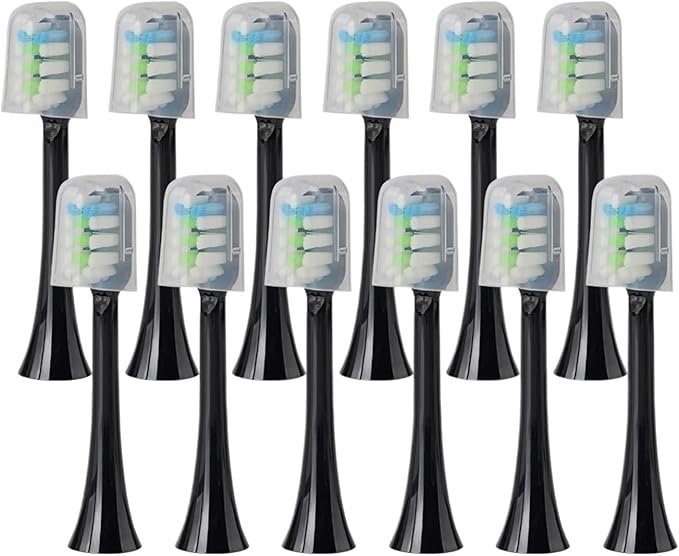 Replacement Brush Heads Compatible for SOOCAS X3U/X3Pro/X5/V1/D2/D3 12pcs Bristle Electric Toothbrush(SHUSHI-BK-12PCS)