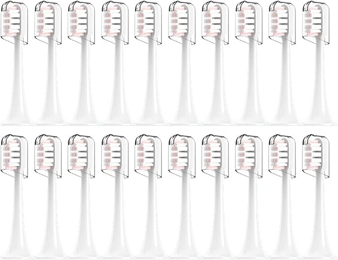 Compatible for Xiaomi Mijia T300/T500/T700 Sonic Electric Toothbrush Heads Replaceable Refill Nozzles 4 Colors with Anti-Dust Caps 4/20Pcs(20Pink)