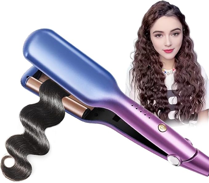 Hair Crimper Iron16mm 3 Barrel Hair WaverBeach Waves Curling Iron for Long &amp Short HairCeramic Hair Crimper with Adjustable TemperatureDual VoltageFast Heat