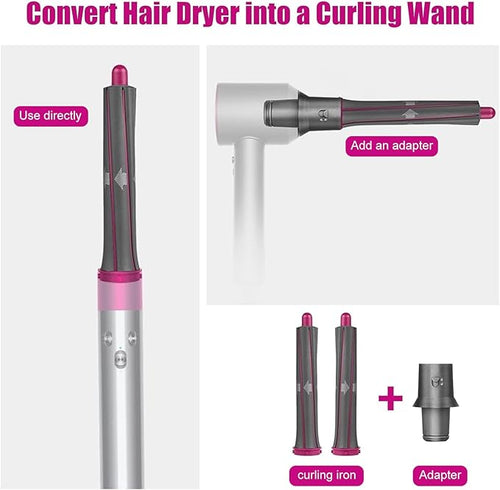 1.2 Inch/30MM Long Hair Curling Iron Barrels for Dyson Airwrap HS01 HS05 Attachment Parts Hair Tool with Adaptor for Dyson Hair Dryer Converting to Airwrap Styler 1 Pair