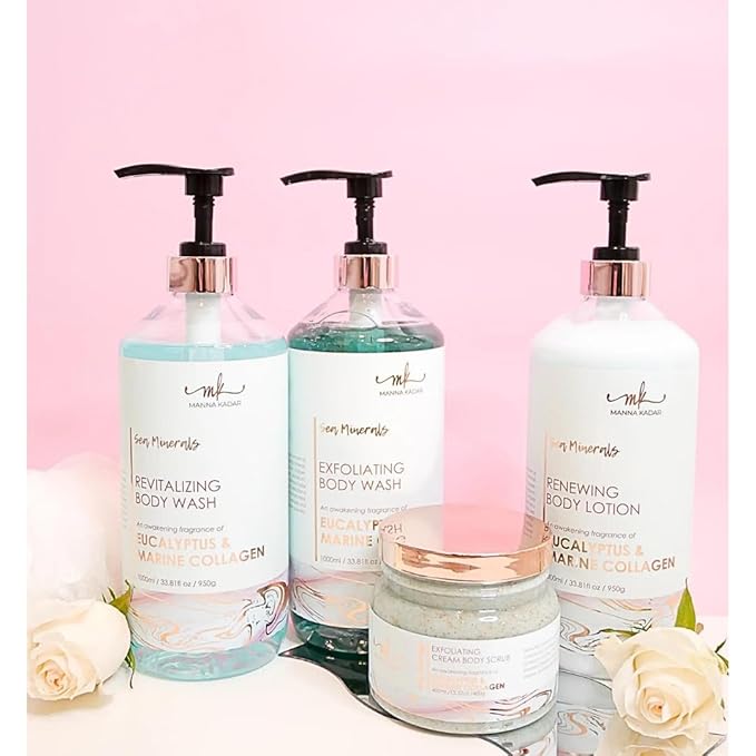 Manna Kadar Beauty Dead Sea Minerals Revitalizing Body Wash Eucalyptus &amp Marine Collagen - Clean Soothe Revitalizes Rejuvenates Skin Shower Gel