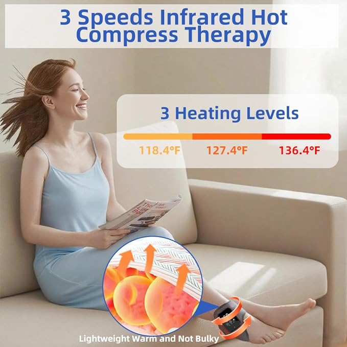Cordless Ankle Heating Pad Ankle Massager for Circulation and Pain Relief Foot Renew Triple Method Massager with 3 Levels of Heat and Vibration for Swelling Foot. Smart Timer and Portable (1Pc)