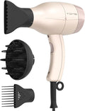 TOME Hair Dryer with Diffuser 1875W Ionic Blow Dryer with Comb Attachment and Concentrator for Home Use Fast Drying with Cool Shot and 2 Heat &amp 2 Speed Settings 125V Pink