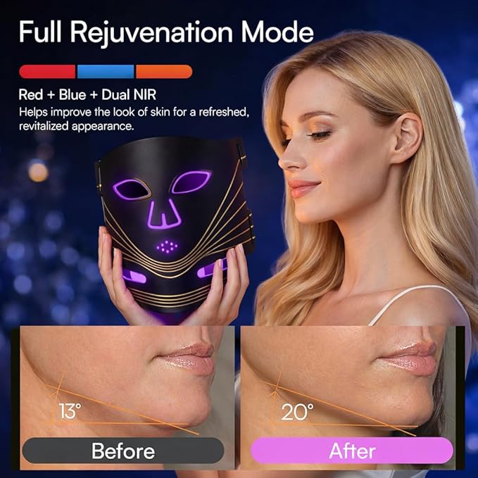 Red Light Therapy Face and Neck Mask - FDA 510 (k) Cleared (K253054) LED Facial Mask for Beauty and Skin Glow | 3 Light Modes Soft Silicone Rechargeable