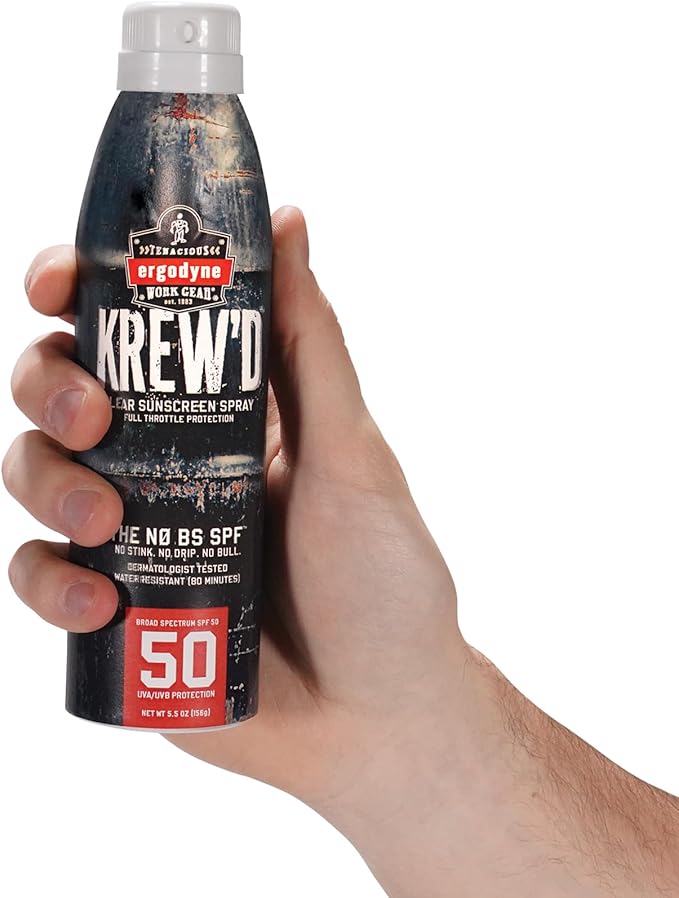 Ergodyne KREW'D 6353 Sunscreen Spray Broad Spectrum SPF 50 Water Resistant 5.5 oz 12-Pack
