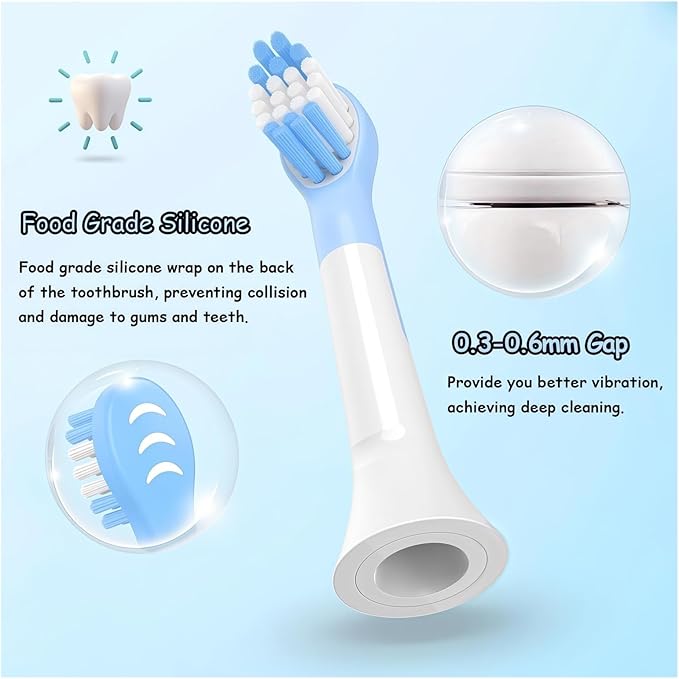 Kids Replacement Toothbrush Head Compatible with Philips HX6032/94HX6320HX6340HX6321HX6330HX6331 Replacement Brush Heads for 3-7 Years Old Kids (Mini Size)(4pcs Blue+4pcs Pink)