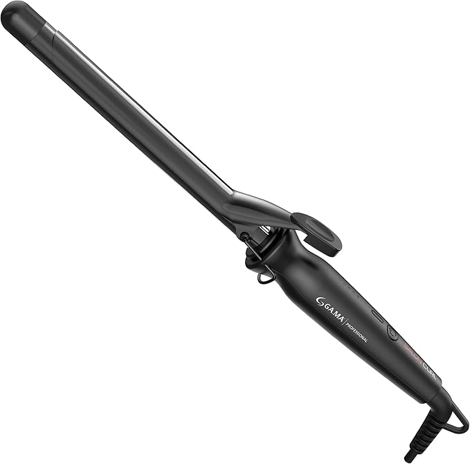 GA.MA Salon Curl Silk Chrome Titanium Curling Iron for Defined Curls 0.75 Inch Barrel Quick Adjustable Heat Anti-Frizz Dual Voltage Auto Shut-Off.