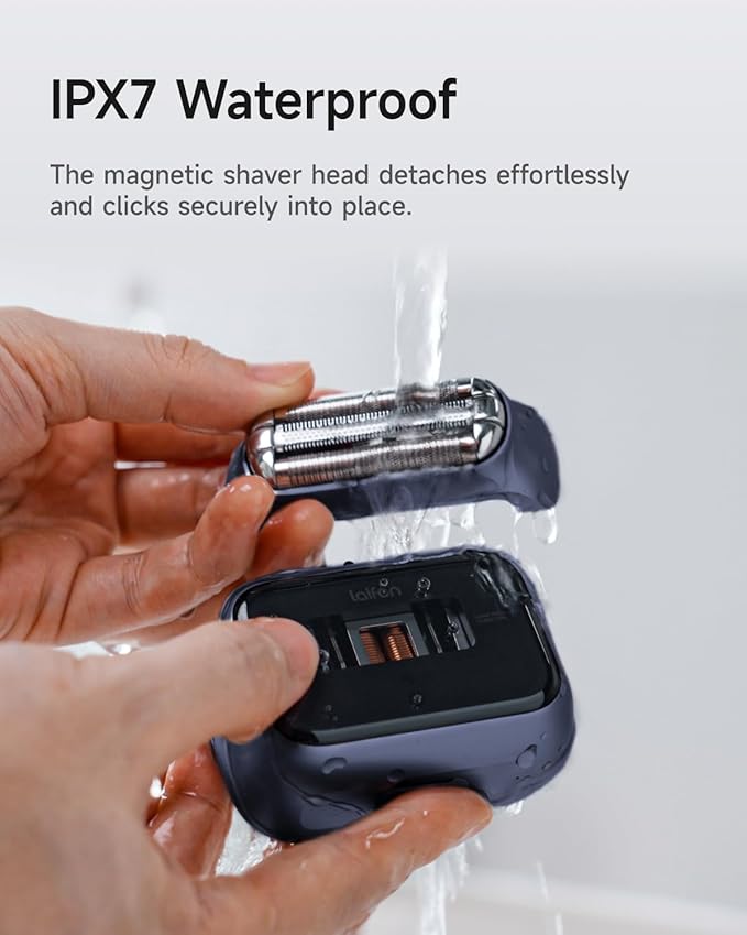 Laifen P3 Pro 3-Blade Electric Shaver Set – Includes P3 Pro Shaver Travel Pod &amp Non-Slip Pad Dual Linear Motors 12000 Cuts/Min 100-Min Runtime IPX7 Waterproof (Royal Blue)