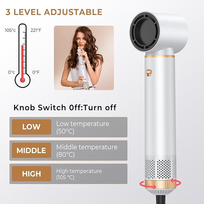 Hair Dryer Brush 5 in 1 Blow Dryer Brush Set Auto Wrap Curlers for Frizz-Free Volume Smooth Hair Damage Hair Styling Tools Gift for Drying Curling Straightening (Platinum)
