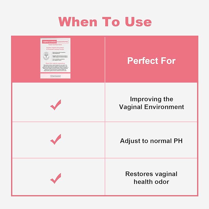 Nahid Vaginal probiotic Suppository hyaluronic Acid Suppositories Vaginal moisturizer PH Balance Restores Healthy Vaginal Odor Yeast Comfort Care (12 Inserts)