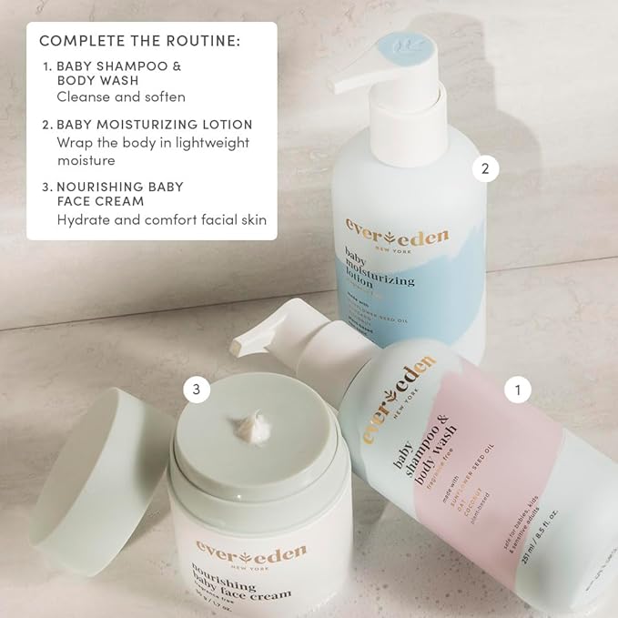Evereden Nourishing Baby Face Cream 1.7 oz &amp Premium Sunscreen SPF 30 2 fl oz. | 2 Item Bundle Set | 100% Mineral Sunscreen with Zinc Oxide | Clean Baby Skincare
