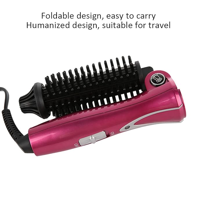 Curling Iron Brush Folding Electric Hair Curler Heated Curling Wand Styler Hot Comb Brush Ceramic Coating Portable Hair Dressing Beauty Tool for Home Professional Salon(